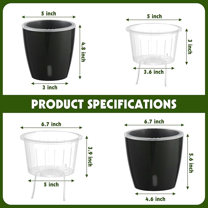 Self-Watering Pots for Indoor Plants, Small African Violet Pots - Image 4