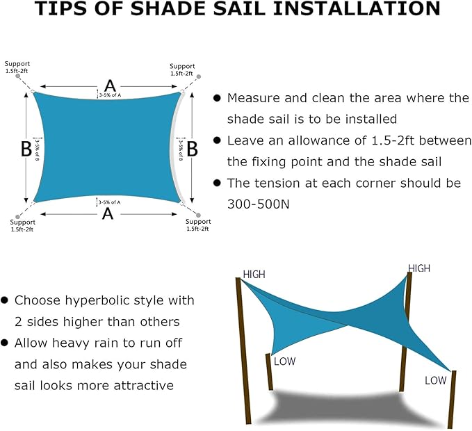 KANAGAWA 24'X24' Turquoise Mix Custom Size Sun Shade Sail Square UV Block - Image 6