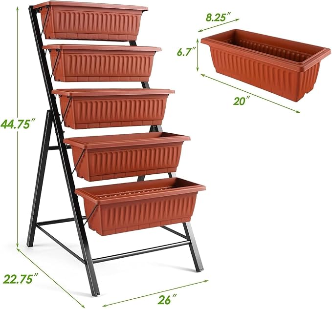 SEJOV 2 Pack Vertical Raised Garden Bed, 5 Tiers Elevated Planter Box - Image 6