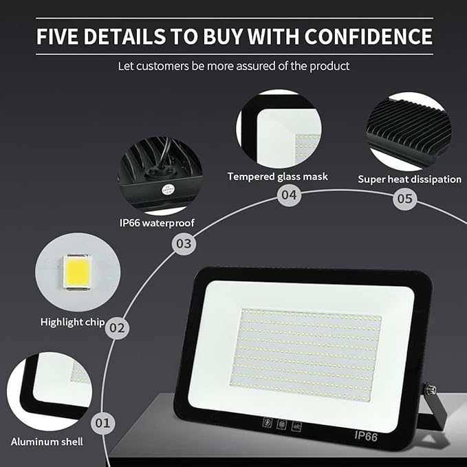4Pack LED Flood Light Outdoor, 150W LED Work Light 15500lm - Image 2