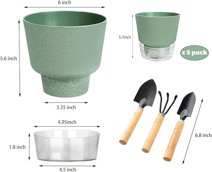 2024 Upgraded 5 Pack 6-Inch Self-Watering Planter Pots - Image 3