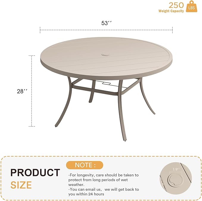 VICLLAX 53" Outdoor Round Patio Table - Image 3