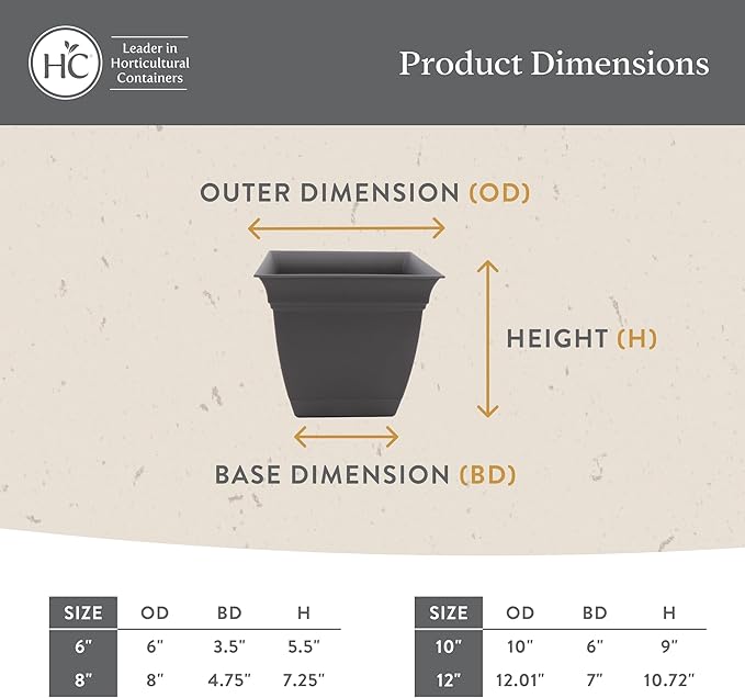 The HC Companies 12 Inch Eclipse Square Planter Pots - Image 5