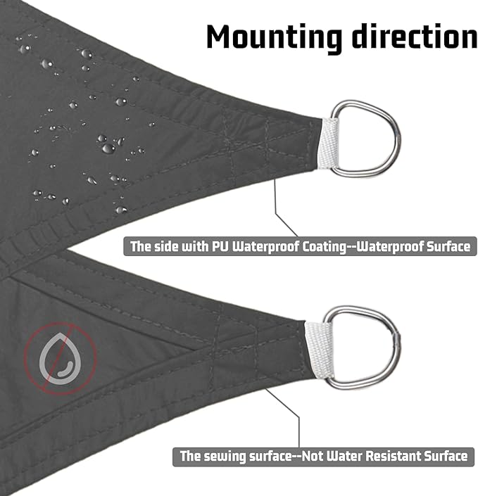 LOVE STORY Right Triangle 12'x14'x18.4' Waterproof Sun Shade Sail Canopy UV - Image 4