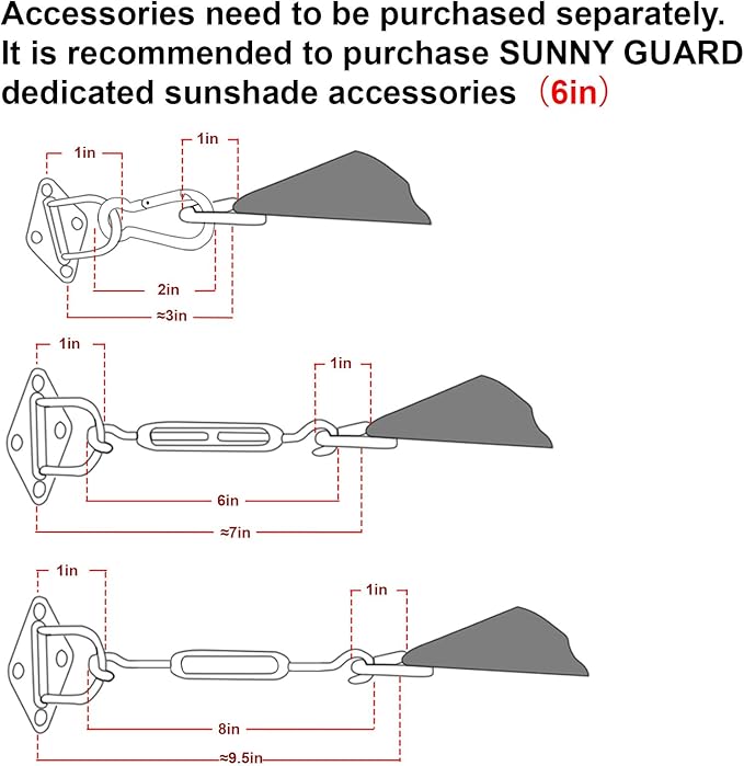 SUNNY GUARD Sun Shade Sail 8'x12' Rectangle Blue UV Block Sunshade - Image 3