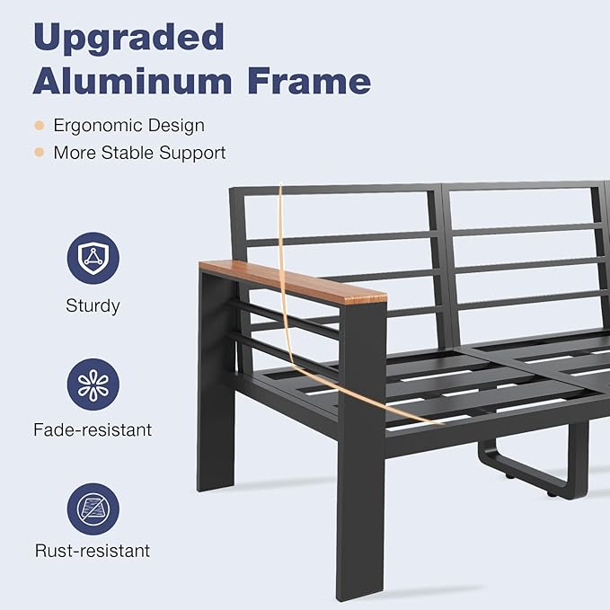 Aoxun Aluminum Patio Furniture Set 2 Seats, Oversized Outdoor Sectional - Image 5