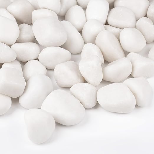 30 lbs White Rocks for Landscaping, 1-2 inch Decorative Rocks for Plants Indoor by OutdoorD%C3%A9cor