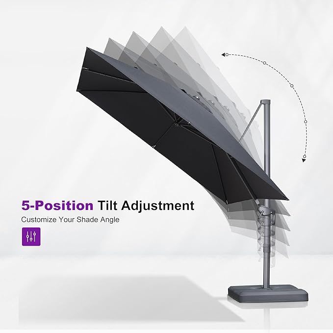 PURPLE LEAF Patio Umbrella 8' X 8' Rectangle Cantilever Umbrella Large Aluminum - Image 7
