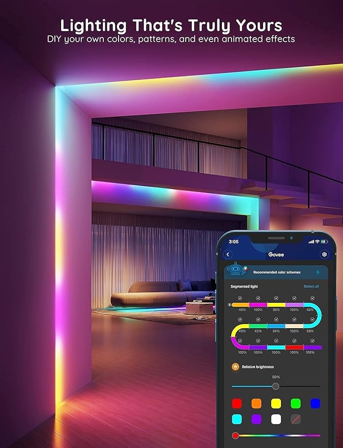 Govee Smart RGBIC LED Strip Lights 65.6ft, Alexa LED Light Strip Work - Image 2