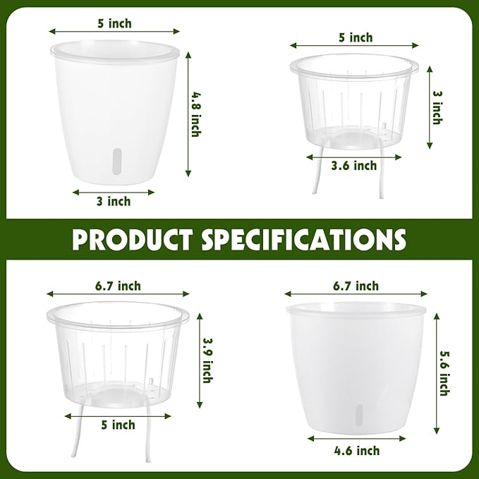 Self Watering Pots for Indoor Plants, Small African Violet Pots - Image 3