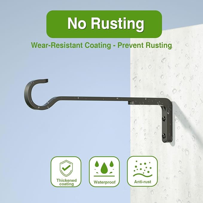 8 Inch 2 Pack Black Heavy Duty Outdoor Plant Hangers, Iron Hanging Plant - Image 4