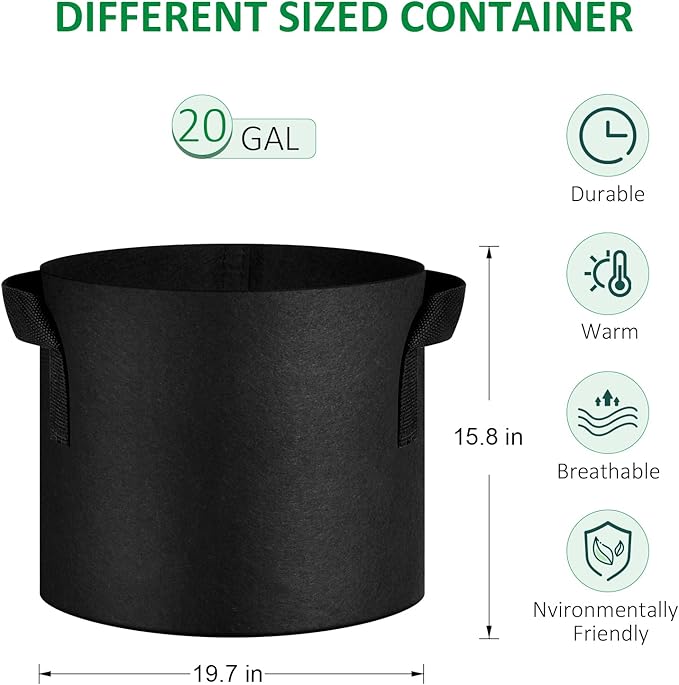 NYONG 12-Pack 20 Gallon Thickened Non-Woven Grow Bags, Aeration Fabric Pots - Image 2