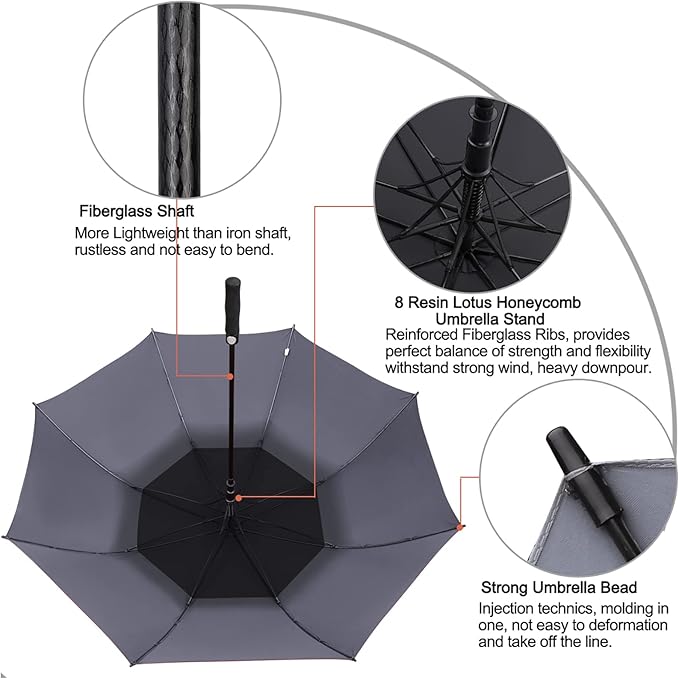 G4Free 47/54/62/68/72 Inch Automatic Open Golf Umbrella Oversize Extra Large - Image 4
