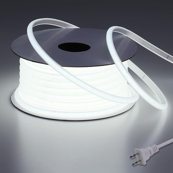 AC 110V COB LED Strip Lights Outdoor Waterproof 65.6ft, 6000K Cool White Super by BENLUN