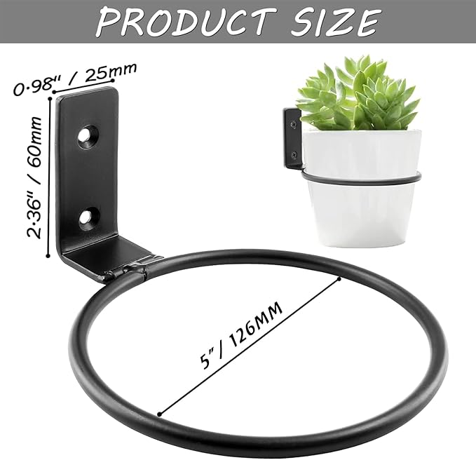 2 Pack 5 inch Flower Pot Holder Ring, Flower Pot Holder Ring Wall Mounted Set - Image 5