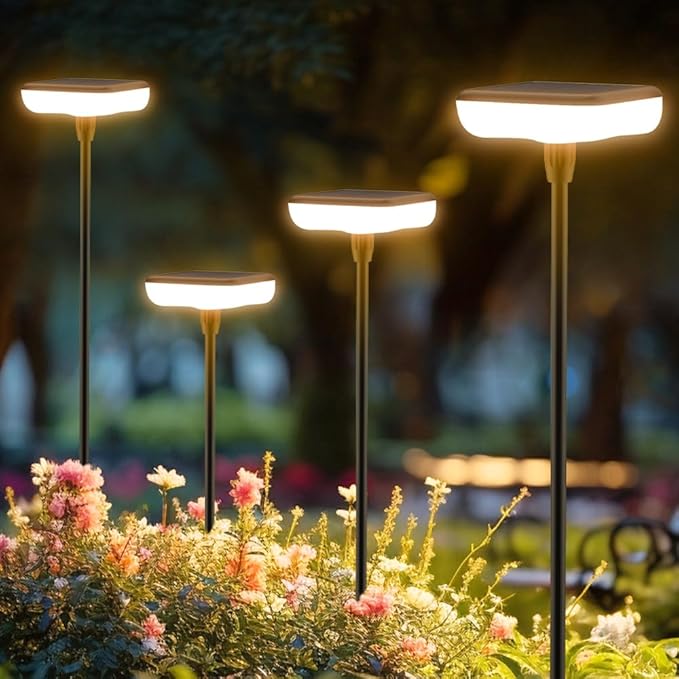Solar Lights Outdoor Garden 4 Pack Solar Pathway Light 31" Tall Solar Landscape by Ainostone