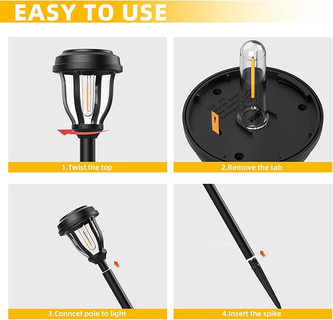 DERAYSION 12 Pack Solar Lights Outdoor, Solar Pathway Lights Auto On/Off - Image 7
