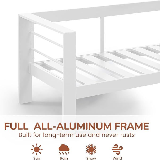 Solaste Outdoor Loveseat Aluminum Patio Furniture Sofa, All-Weather Metal - Image 2