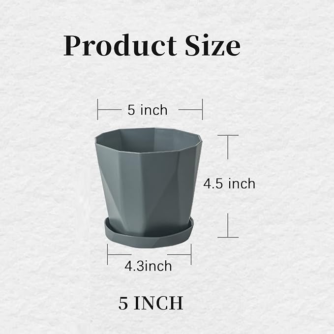 InmeRun Plant Pots Indoor Plastic Flower Pots Outdoor 5 inch Set of 6 Pack - Image 5