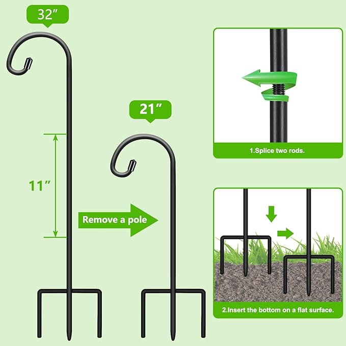 FEED GARDEN Adjustable 32 Inch Small Shepherd Hooks - Image 3