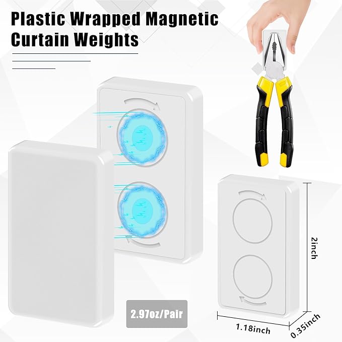 36pcs Outdoor Curtain Weights, Plastic Wrapped Magnetic Drapery Weights - Image 2