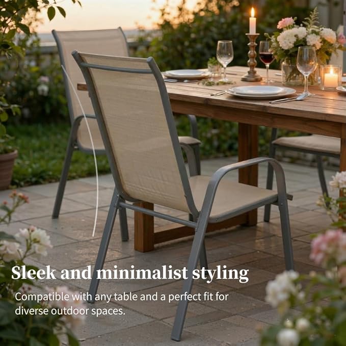 MAMIZO Patio Dining Chairs, Stackable All Weather Teslin Chair, Heavy Duty - Image 6