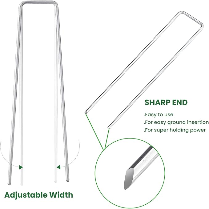 6 Inches Landscape Staples Galvanized Steel Garden Stakes Securing Pegs - Image 3