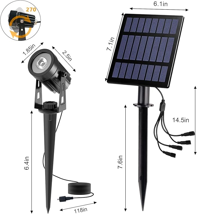 T-SUN Solar Spotlights, 4-in-1 Solar Landscape Spot Lights Outdoor Waterproof - Image 5