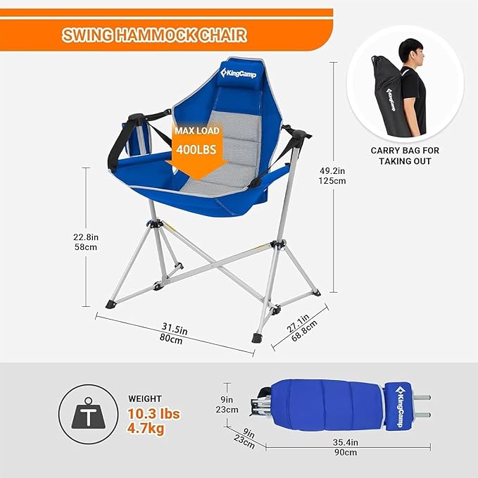 KingCamp Hammock Camping Chair, Swinging Portable Folding Camp Chairs - Image 3