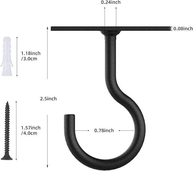 Ceiling Hooks for Hanging Plants 4pack 2.5inch Wall Mount Plant Hooks Meatl - Image 6