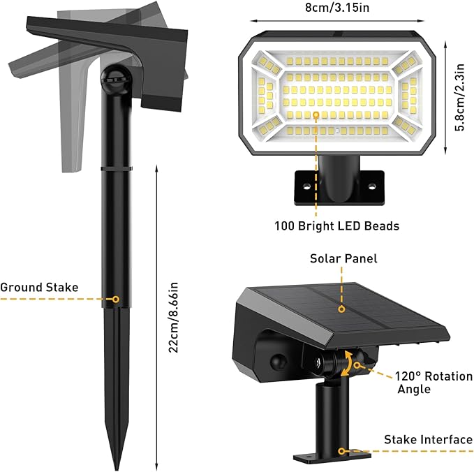 Solar Spot Lights Outdoor Waterproof IP65, 2-in-1 Solar Landscape Spotlights - Image 7