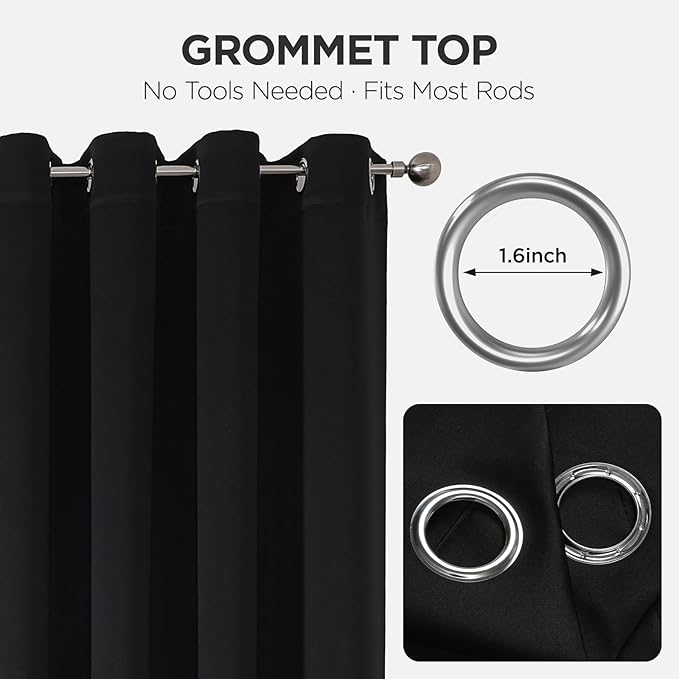 Joydeco Blackout Patio Sliding Door Curtains 90 Inches Long, Grommet Privacy - Image 7