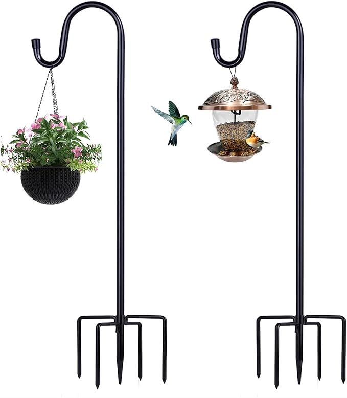 Shepherd Hooks for Outdoor, 2 Pack 62 Inch Bird Feeder Pole by ToyHotels