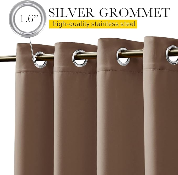NICETOWN 2 Panels Waterproof Outdoor Curtains Fixed Grommet & Back Tab on Top & - Image 2