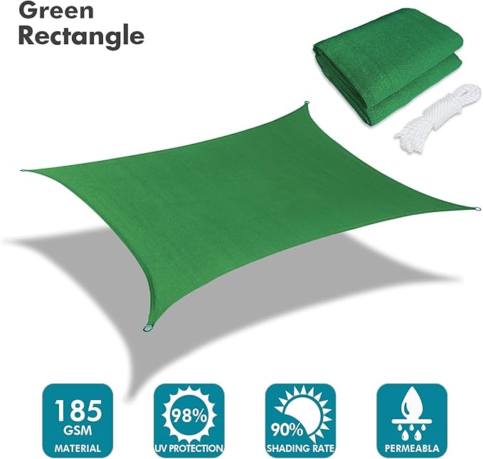 KANAGAWA 14'X24' Dark Green Custom Size Sun Shade Sail Rectangle UV Block - Image 2