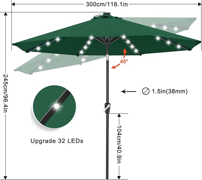 ABCCANOPY 10FT Durable Solar Led Patio Umbrellas - Image 3