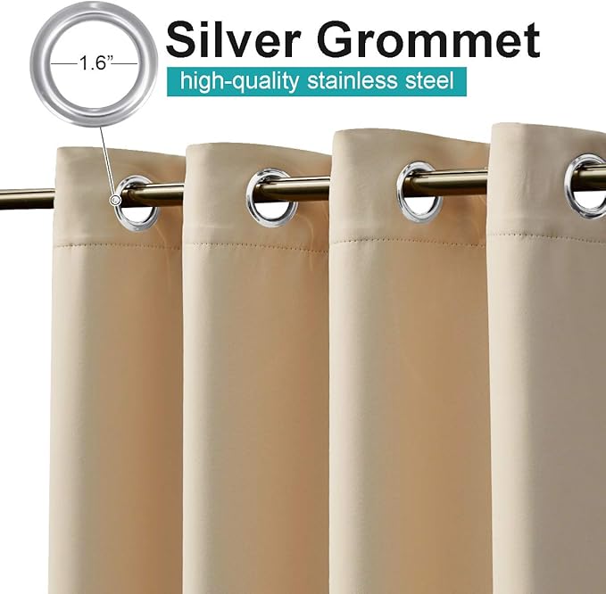 NICETOWN 2 Panels Patio Outdoor Curtains 95 inch Length, Thermal Insulated - Image 2