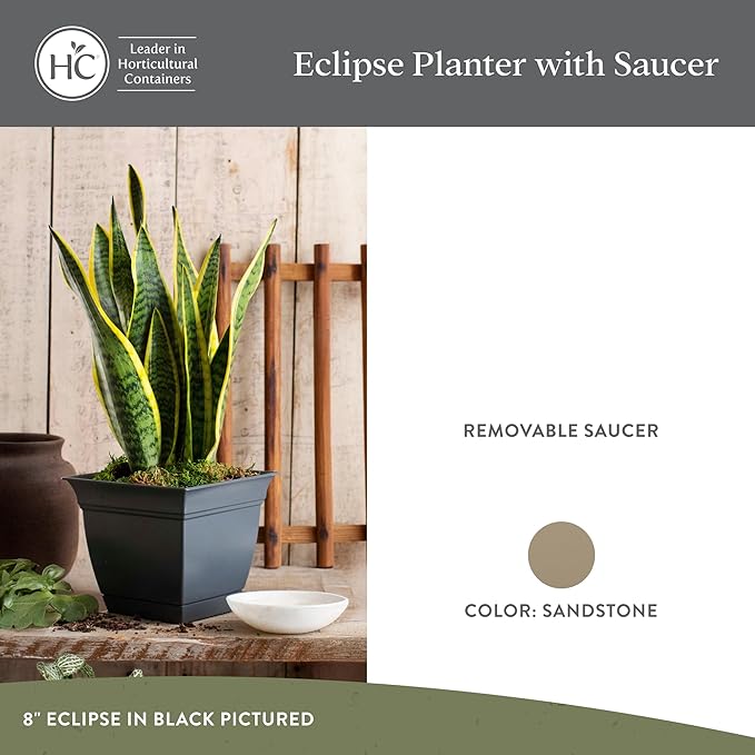 The HC Companies 8 Inch Eclipse Square Planter Pots - Image 2