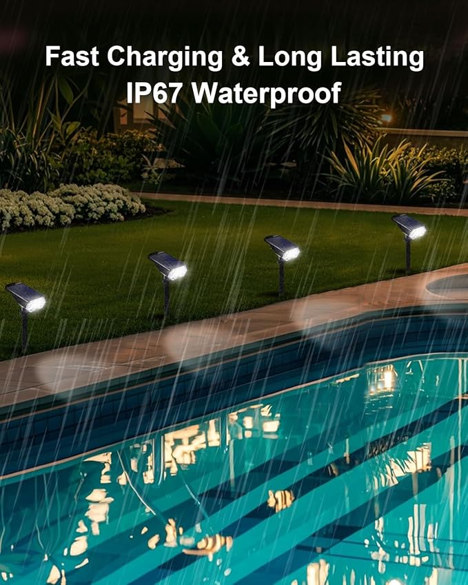 4 Pack Solar Powered Outdoor Spot Lights Outside Waterproof 20 LEDs Landscape - Image 6