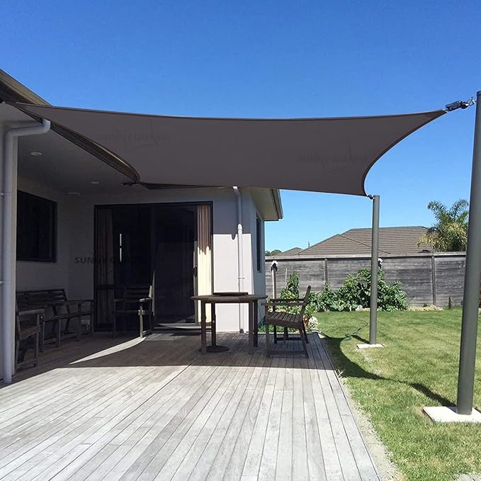 SUNNY GUARD Custom Size 7'x9' Dark Grey Sun Shade Sail Rectangle UV Block Shade by SUNNYGUARD