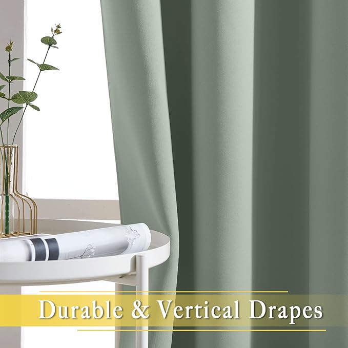 NICETOWN Sage Green Room Divider Curtains 84 inch Length, Grommet Thermal - Image 5