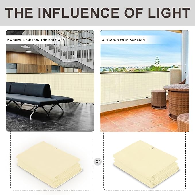 LOVE STORY Custom Size 3'x8' Butter Cream Balcony Privacy Screen, UV Block - Image 2