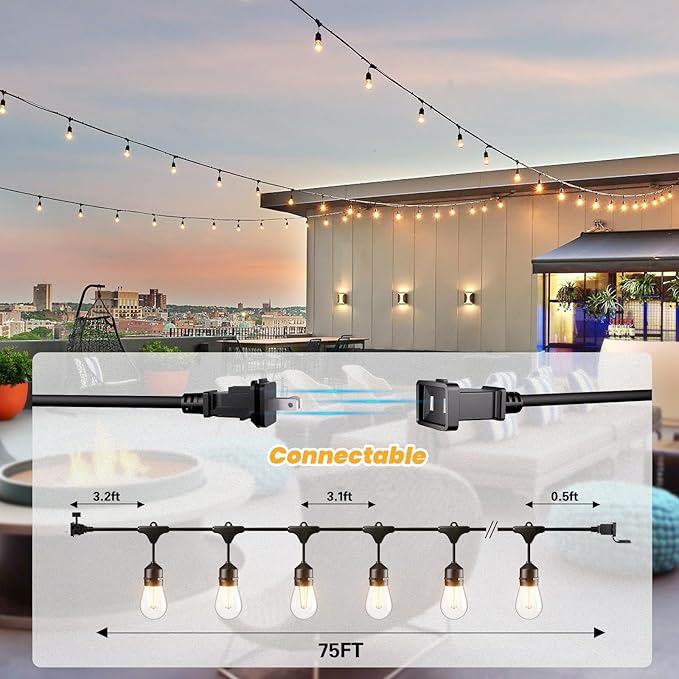 Svater 75 FT Outdoor String Lights 2W, Patio Light - Image 4