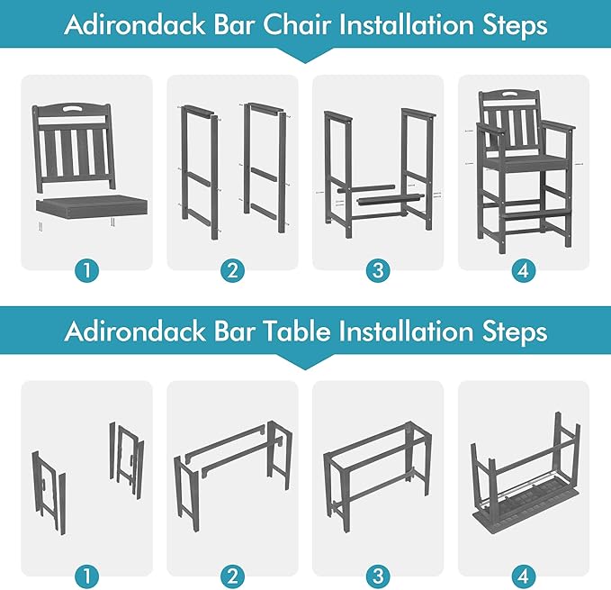 Ciokea 3 Pcs Outdoor Bar Height Table Set, Heavy-Duty All-Weather HDPE Patio - Image 9
