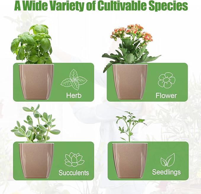4 Pack Self Watering Pots 4-inch Decorative Flower Planters - Image 5