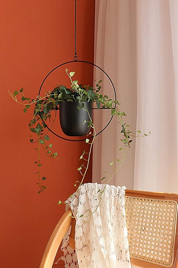 Hanging Planter for Indoor Outdoor Plants Metal Mid Century Minimalist Wall - Image 8