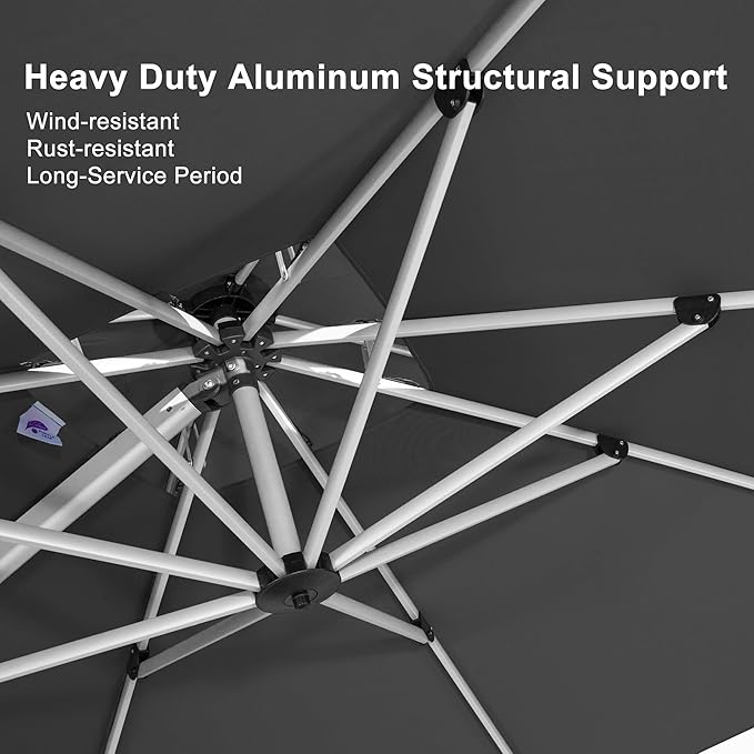 PURPLE LEAF 12 Feet Double Top Deluxe Square Patio Umbrella Offset Hanging - Image 3