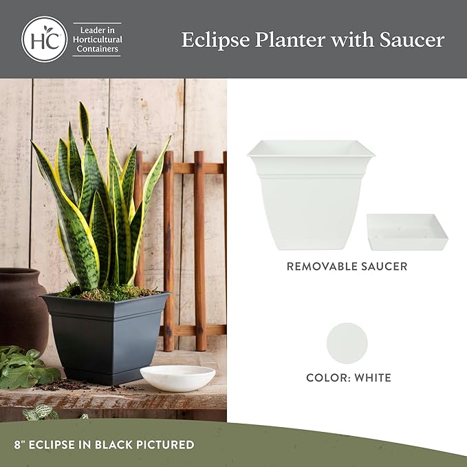 The HC Companies 8 Inch Eclipse Square Planter Pots - Image 2