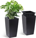 GarveeLife 16 in Tall Planters Set of 2, Outdoor＆Indoor Black Planter Pots by GarveeLife