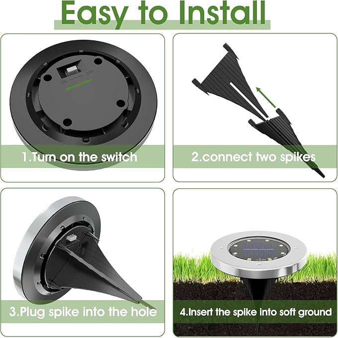 INCX 4.6 inch Solar Lights Outdoor Waterproof, 12 Pack Solar Lights - Image 5